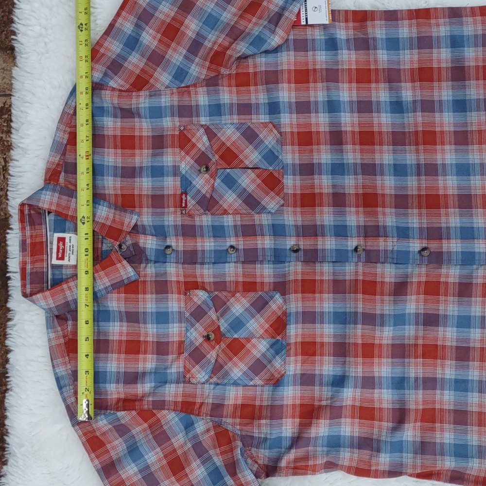 Wrangler, Size 2XL Vibrant Brown and Blue Checkered Shirt - Picture 9 of 17